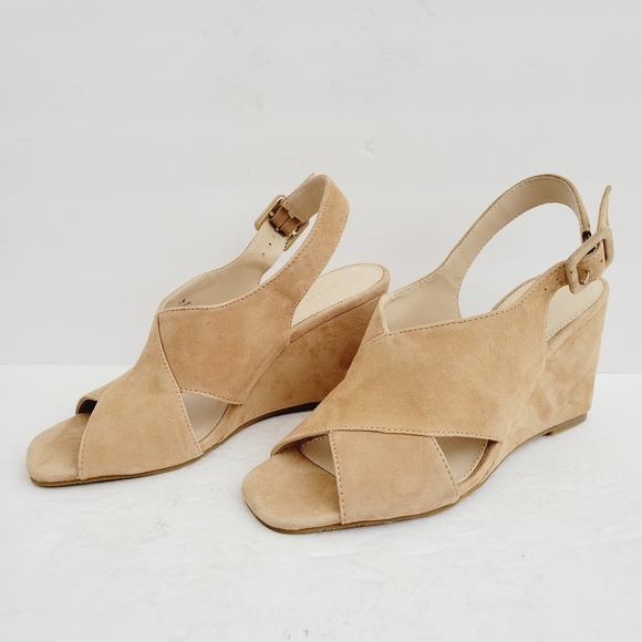 New Pelle Moda Women's Rina Wedge Latte Retro Sandals, Size 7,5 - Picture 1 of 8